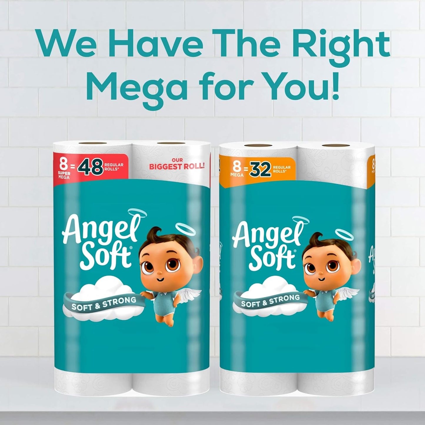 Angel Soft Toilet Paper, 48 Mega Rolls = 192 Regular Rolls, Soft and Strong Toilet Tissue