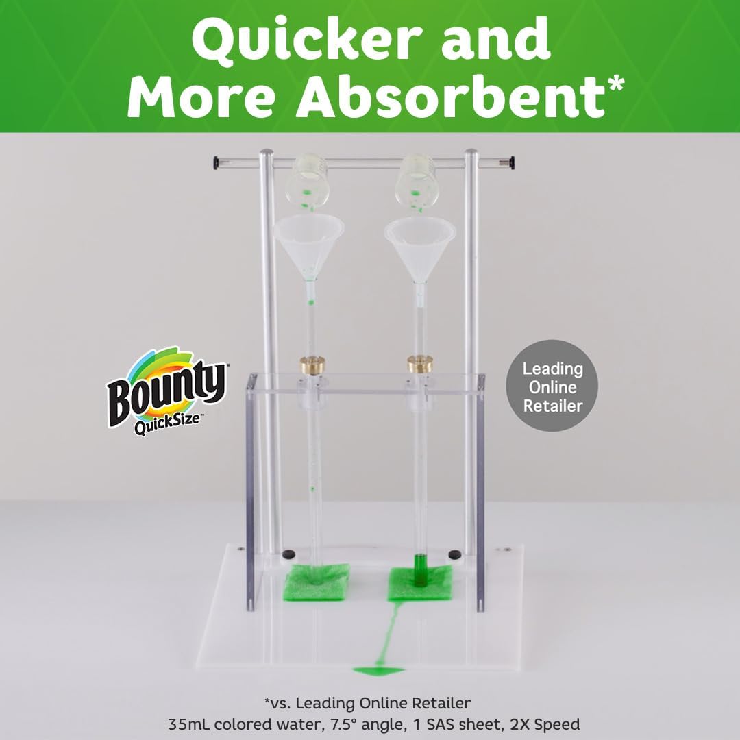 Bounty Paper Towels Quick Size, White, 16 Family Rolls = 40 Regular Rolls