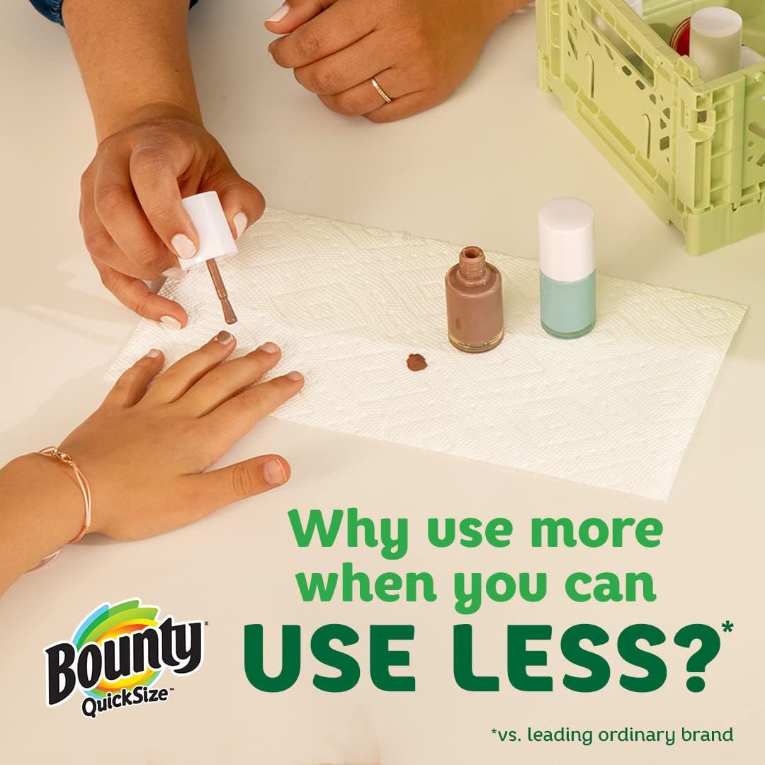 Bounty Paper Towels Quick Size, White, 16 Family Rolls = 40 Regular Rolls