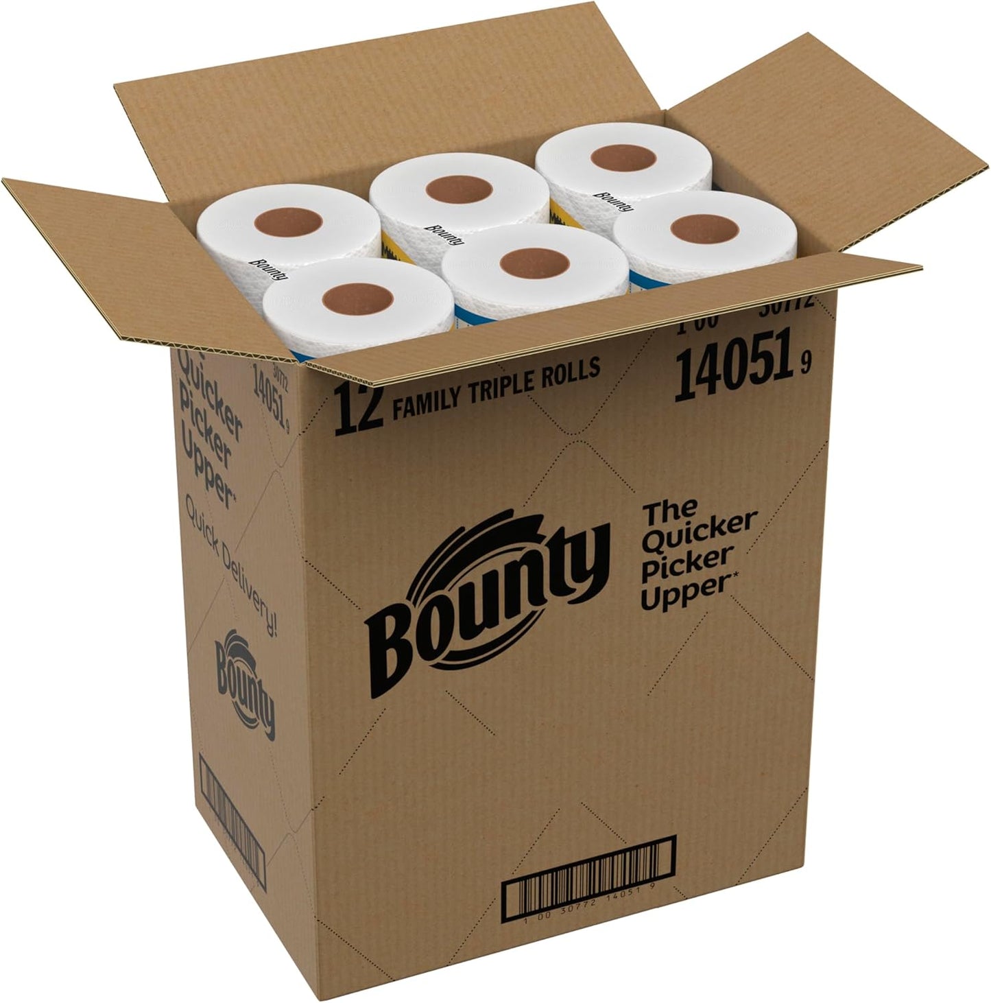 Bounty Paper Towels Quick Size, White, 16 Family Rolls = 40 Regular Rolls