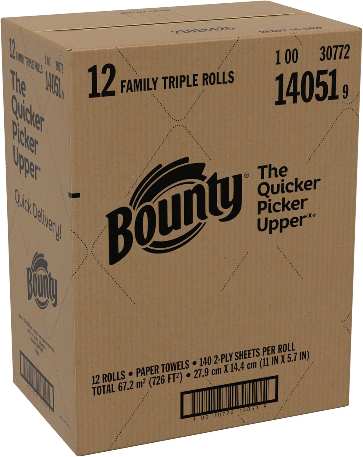 Bounty Paper Towels Quick Size, White, 16 Family Rolls = 40 Regular Rolls