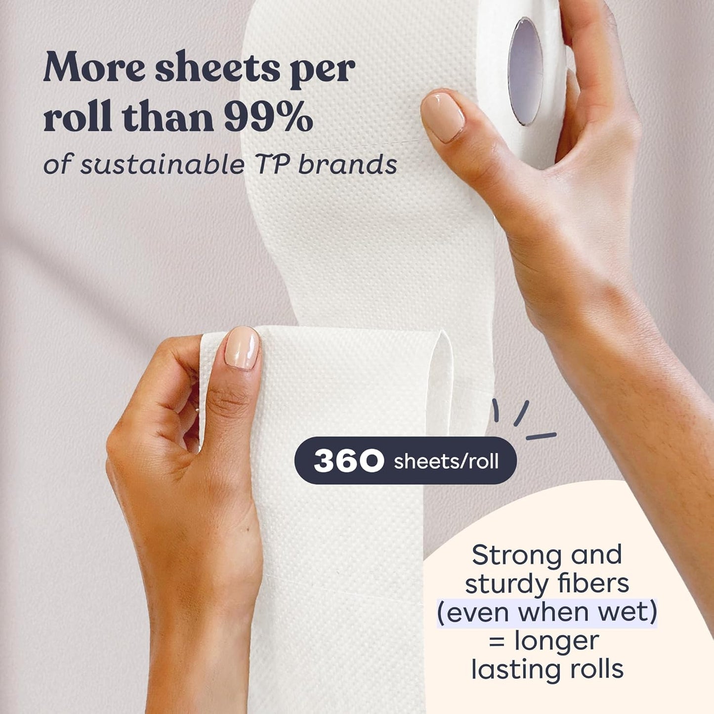Betterway Bamboo Toilet Paper 3 Ply - Sustainable Toilet Tissue - 12 Double Rolls & 360 Sheets Per Roll - Septic Safe - Organic, Plastic & PFAS Free - FSC Certified