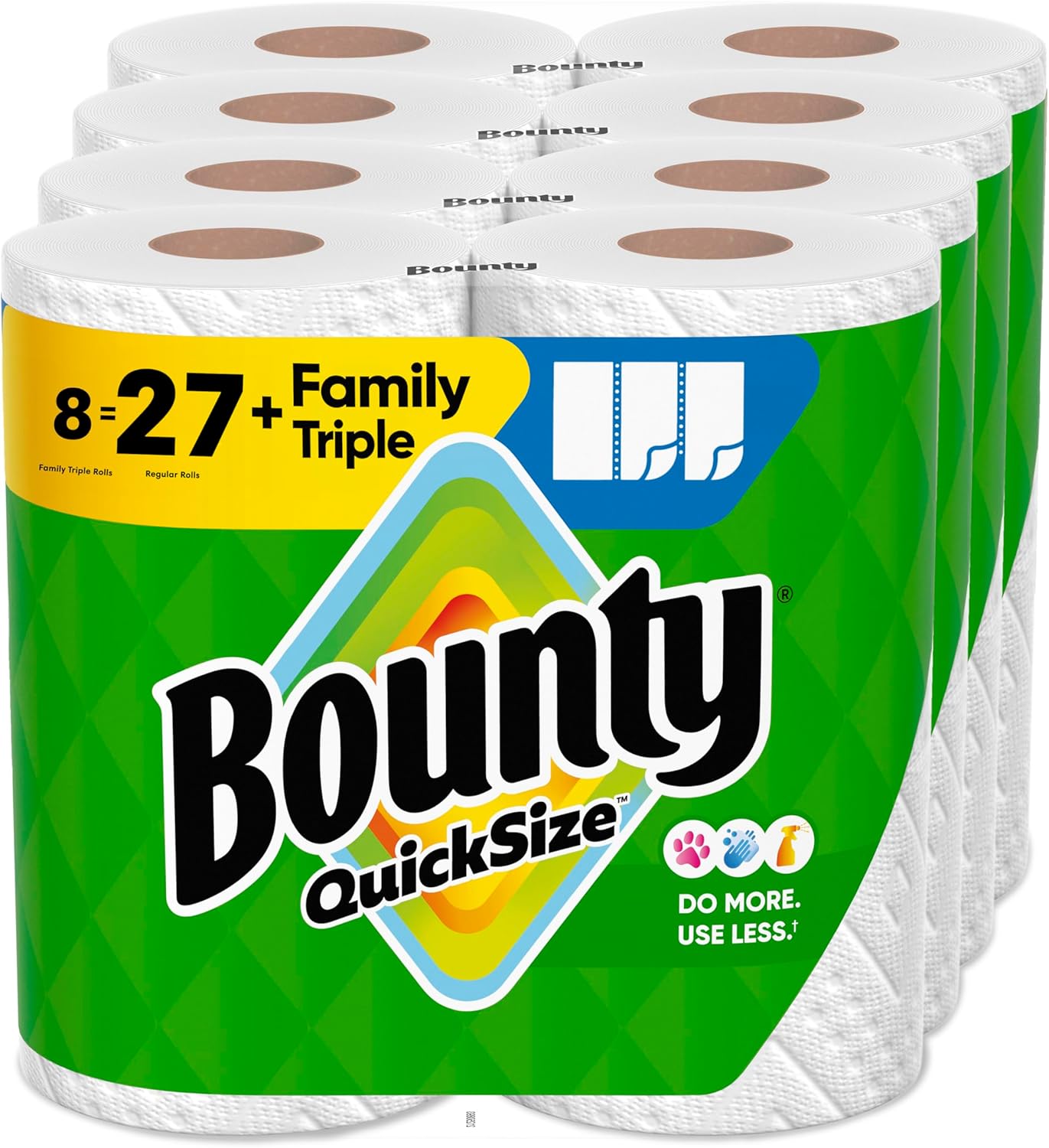 Bounty Paper Towels Quick Size, White, 16 Family Rolls = 40 Regular Rolls