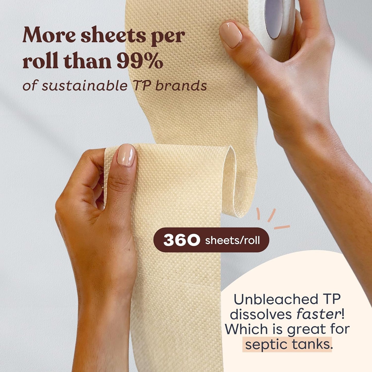Betterway Bamboo Toilet Paper 3 Ply - Sustainable Toilet Tissue - 12 Double Rolls & 360 Sheets Per Roll - Septic Safe - Organic, Plastic & PFAS Free - FSC Certified