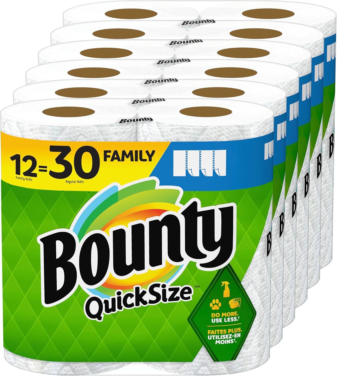 Bounty Paper Towels Quick Size, White, 16 Family Rolls = 40 Regular Rolls
