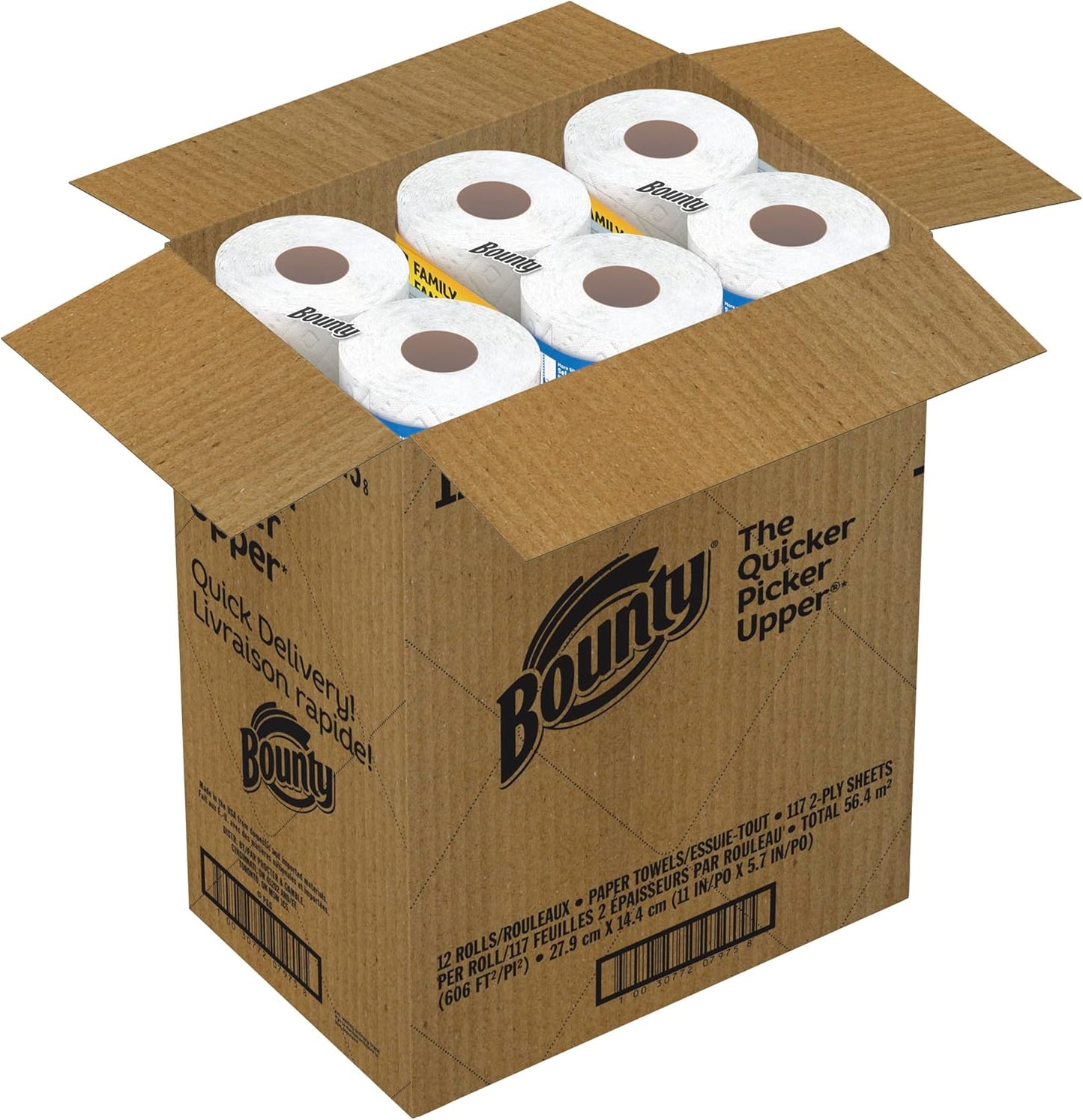Bounty Paper Towels Quick Size, White, 16 Family Rolls = 40 Regular Rolls