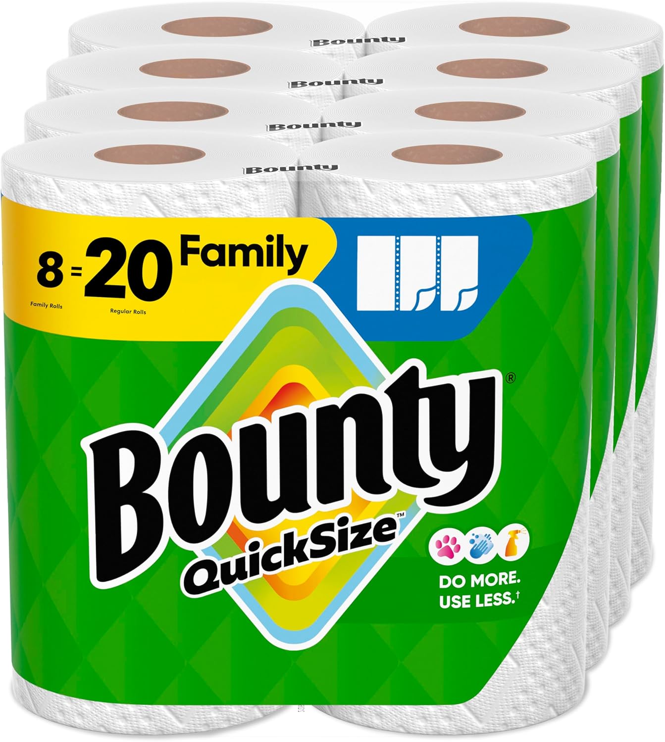 Bounty Paper Towels Quick Size, White, 16 Family Rolls = 40 Regular Rolls