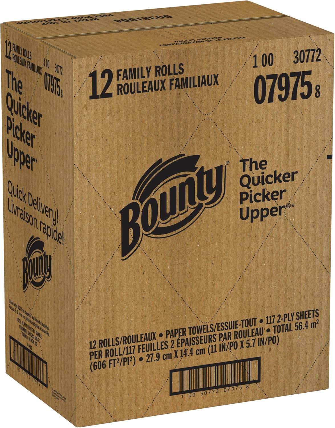 Bounty Paper Towels Quick Size, White, 16 Family Rolls = 40 Regular Rolls