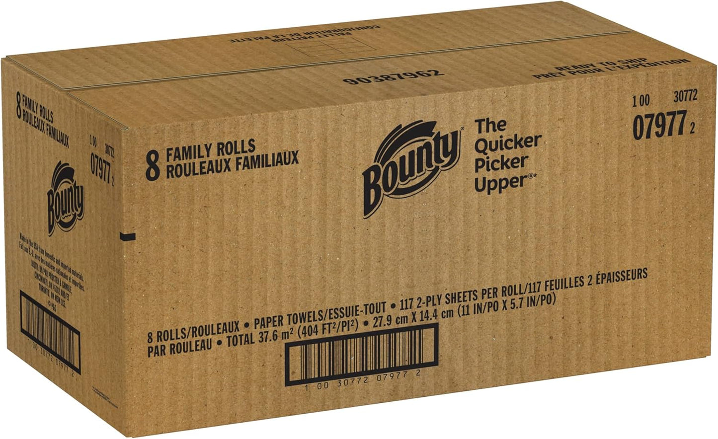 Bounty Paper Towels Quick Size, White, 16 Family Rolls = 40 Regular Rolls